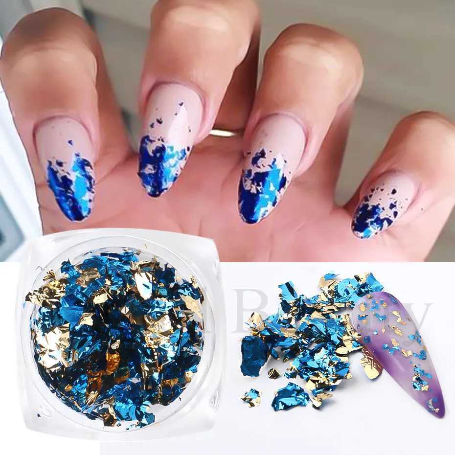 1Box 3D Irregular Aluminum Foil Glitter Sequins For Nails Gold Sliver Double Sided Design Sparkly UV Gel Polish Nail DecorationXJ240815