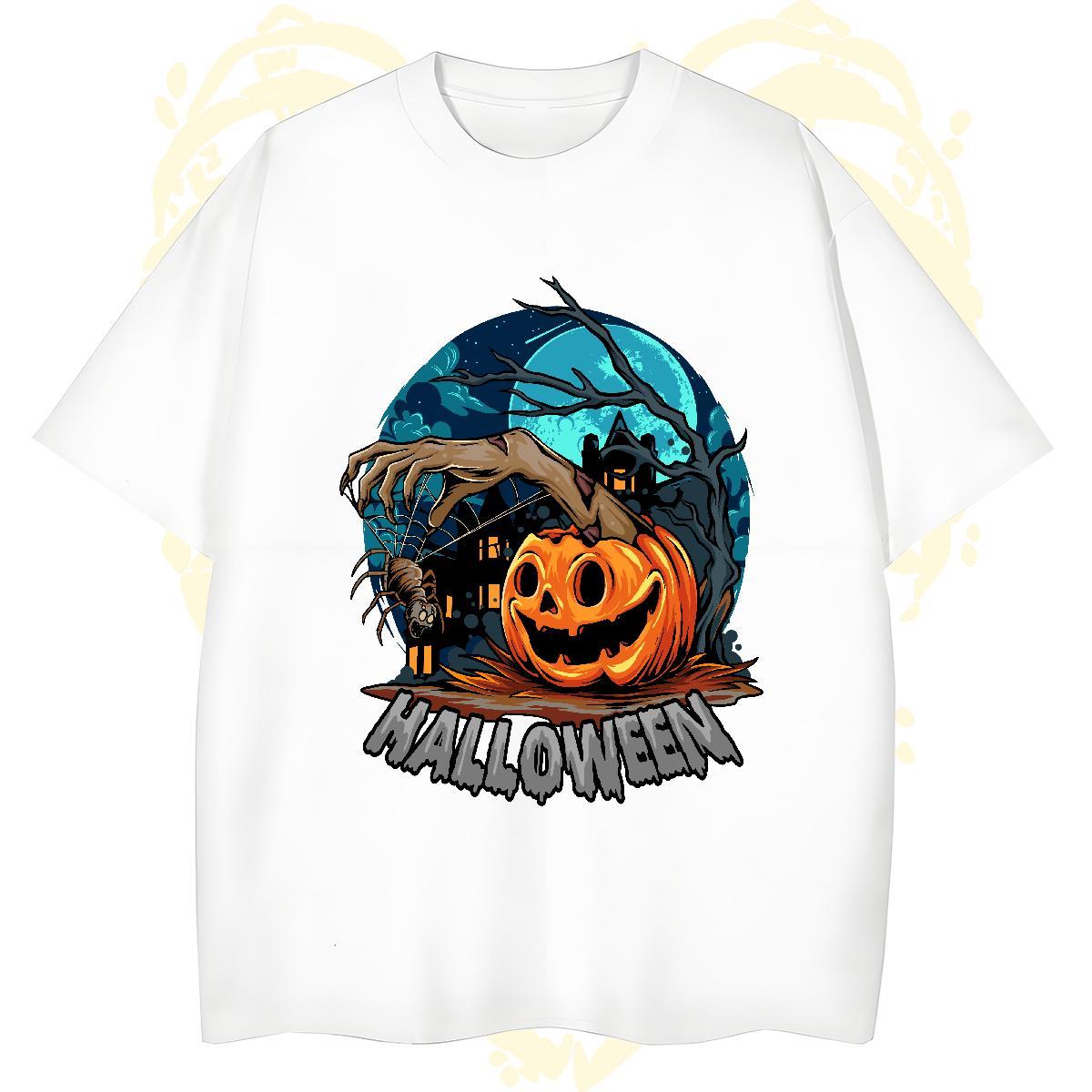 Classic T Shirts Men halloween Breathable Crew Neck Street Casual Cartoon Printing L-4XL 100% Cotton 230g Tshirts Fashion New Tops Shirt