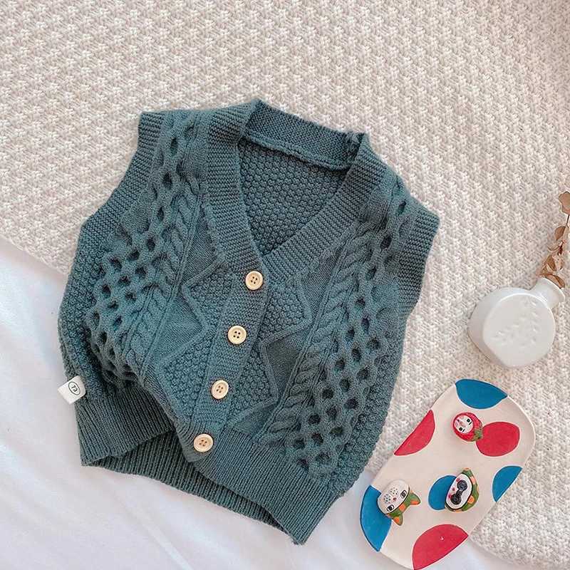 Baby Girls Boys Vest Sweater Cardigan Coat Spring Autumn Childrens Clothing Korean Kids Sleeveless Diamond Knitted Sweater VestXJ240819