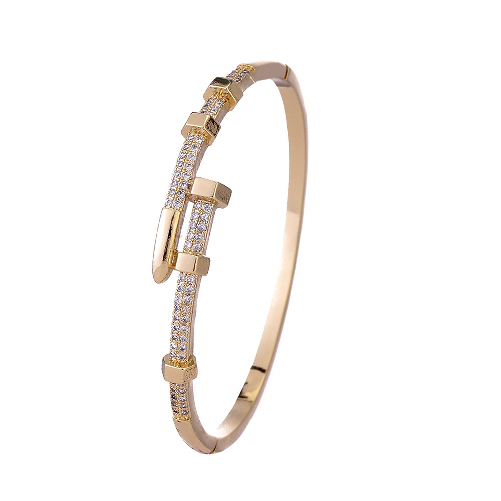 designer bracelets gold bracelet women Alloy Stylish and elegant Zirconia nail bracelet bangle bracelet Bracelet bijoux de luxe bijoux acier inoxydable