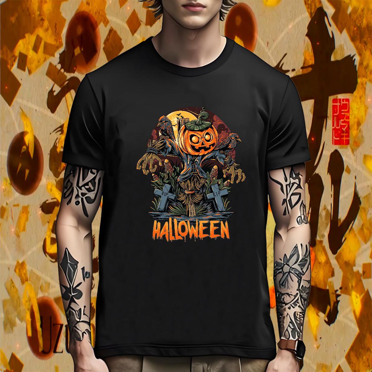 Brand Man T Shirts pumpkin Breathable Short Sleeve Sport Graphic 230g 100% Cotton Men Tshirts DIY Customized Clothes