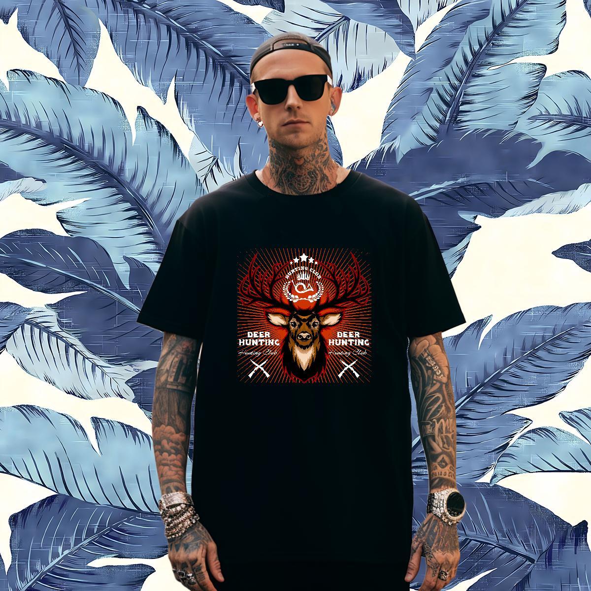 TOP Quality T-Shirts deer Breathable Short Sleeve Outdoor Anime 100% Cotton 230g Men Tshirts Designer Tee Shirt