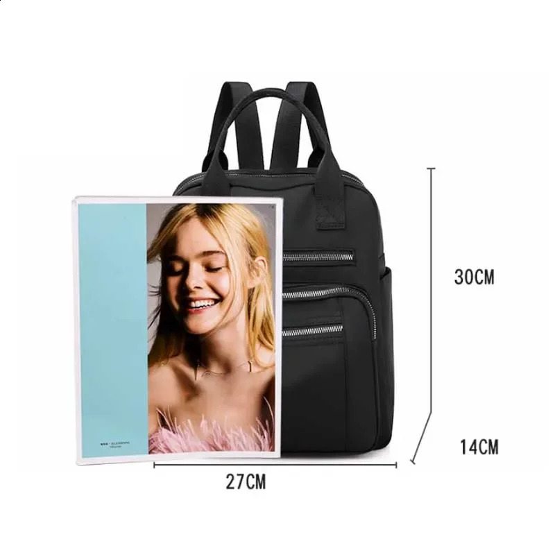 Womens backpack travel casual waterproof Oxford shoulder bag womens large capacity handbag Rucksack black wallet school 240820