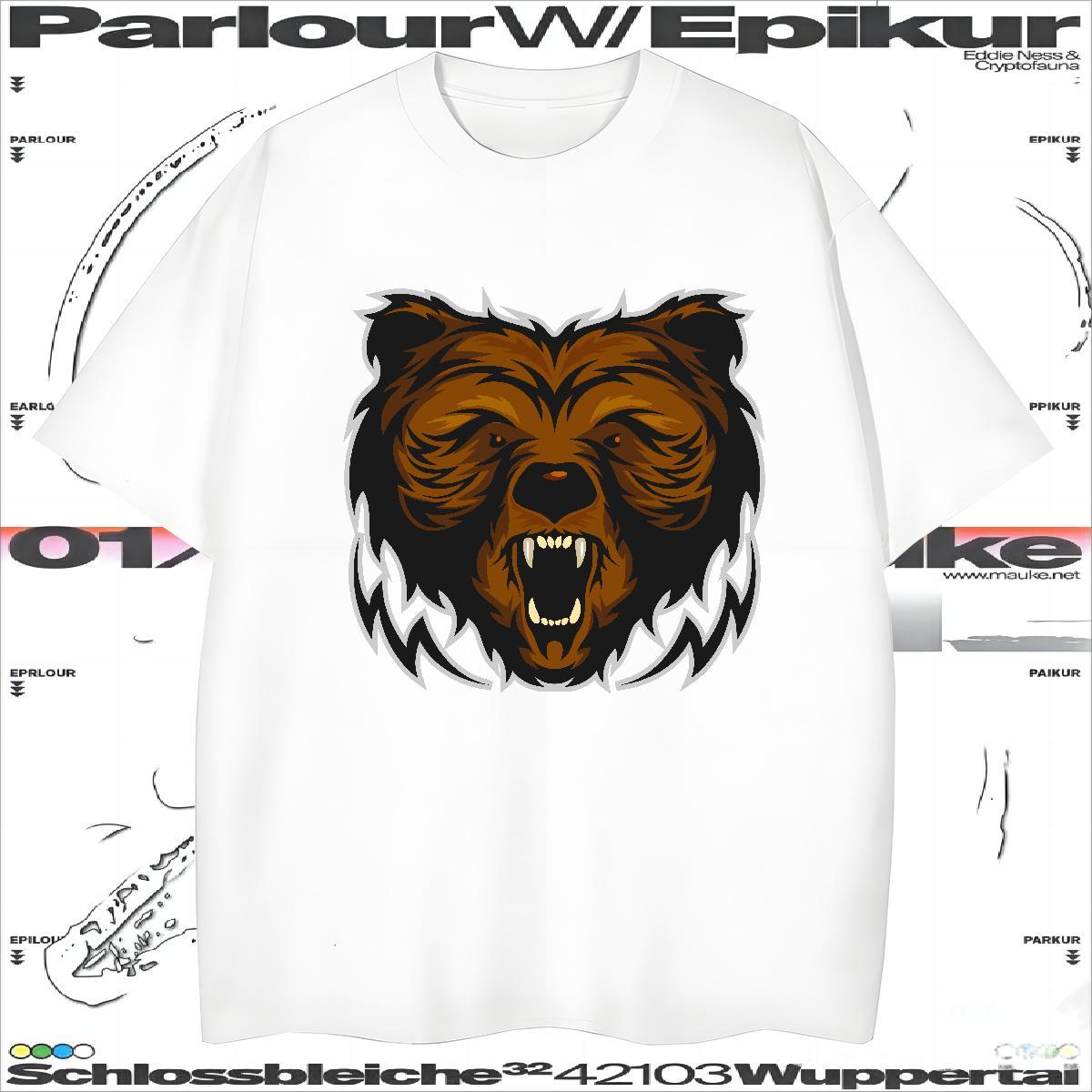T-Shirts for Men 100% Cotton 230g bear Sport Crew Neck Cartoon Print Men Tees New Free Shipping Tee Shirt