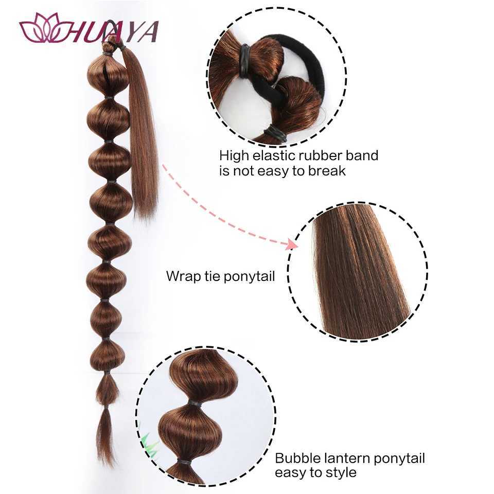 HUAYA Bubble Braided Bubble Ponytail 30 inch Packaging Wig Ponytail Synthetic Fiber High Temperature Silk Hair W240817