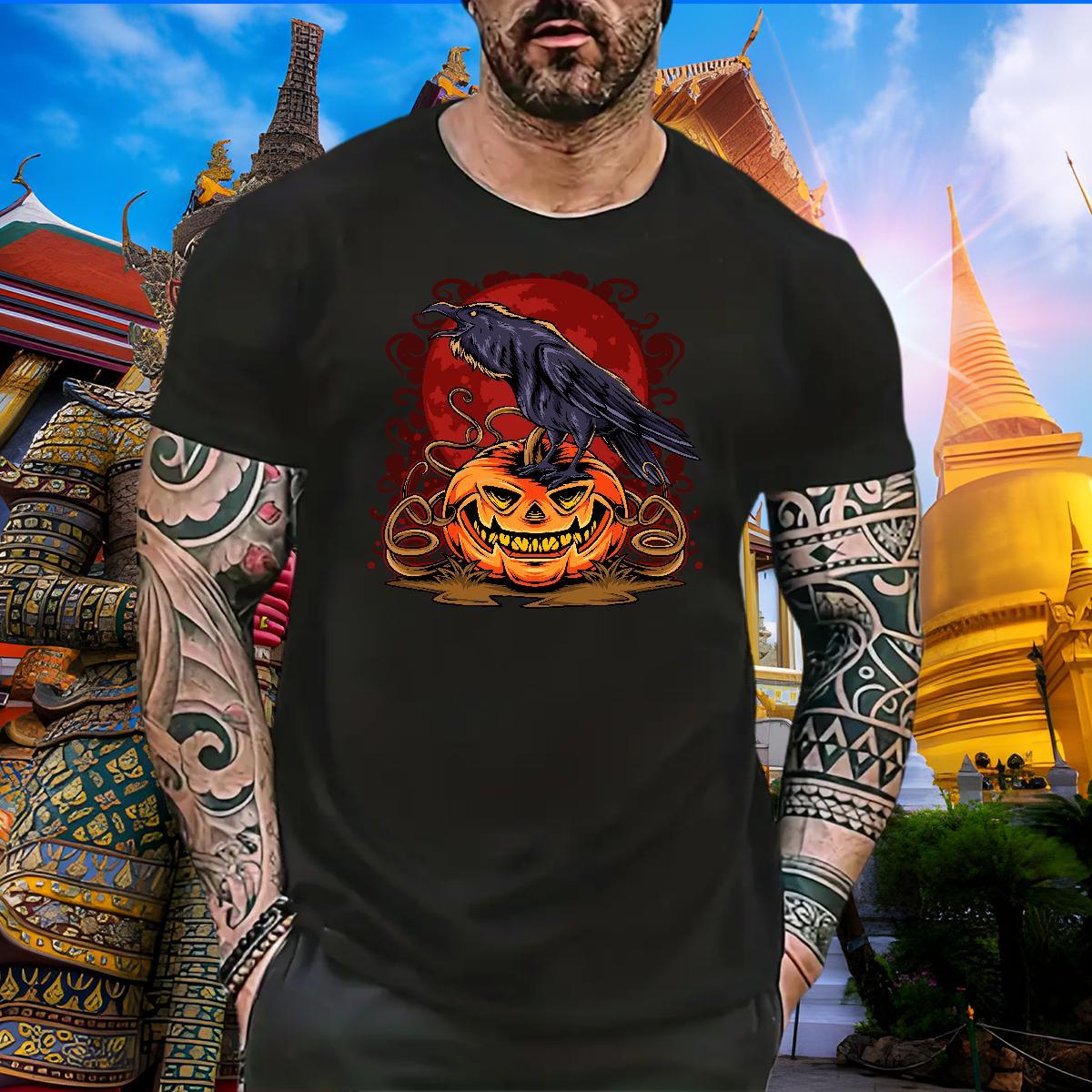 Popular T-Shirts for Men pumpkin Breathable Crew Neck Casual Beach White Plus Size 230g 100% Cotton Tshirts DIY Customized Tees