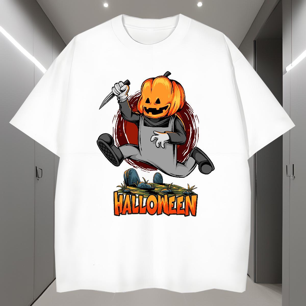 Men T Shirts 100% Cotton 230g halloween Hip Hop Breathable Soft Cartoon Printing L-4XL Couples T Shirts Fashion Designer Popular Tee Shirt