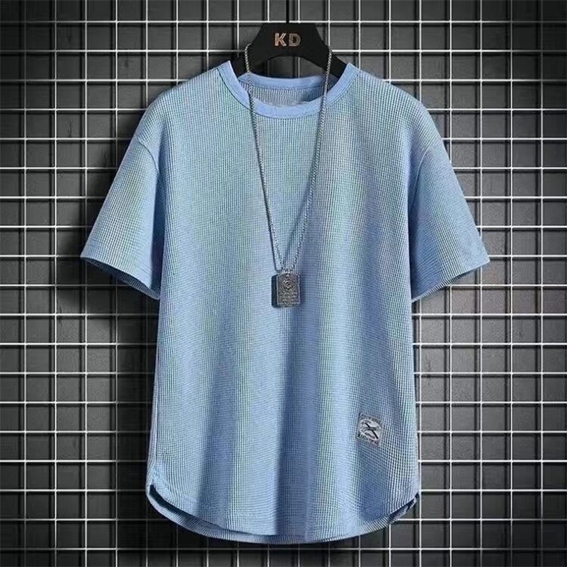 Mens Summer Trendy Simple Casual Short Sleeve T-shirts Y2K Harajuku Streetwear Appliques Tees Black White Round Neck Loose Tops 240819