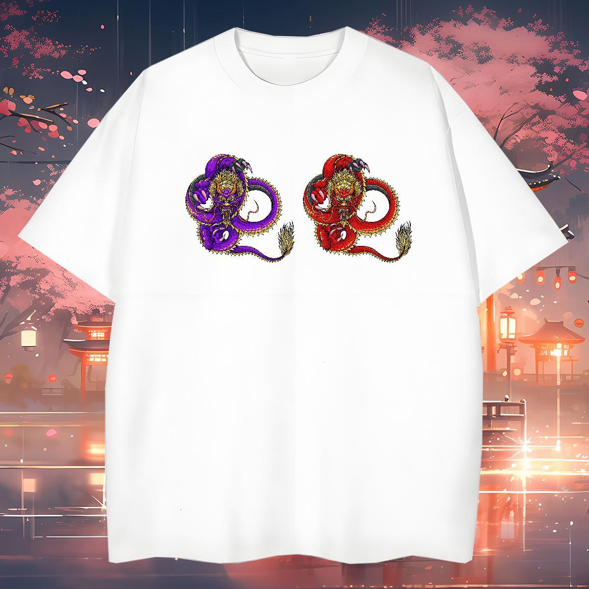 T Shirts Men 230g Pure Cotton fierce Sports Casual Breathable Crew Neck Cartoon Print Men Tshirts Wholesale Unisex Polos