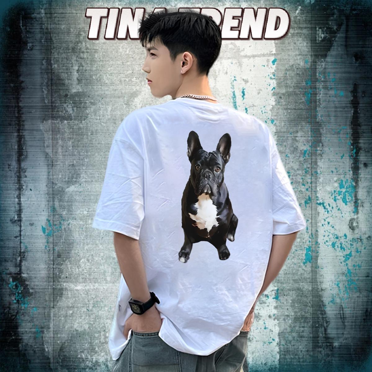 Fashion New Men Tops Tees dog Anime Printing Street 100% Cotton 230g Polos Breathable Crew Neck Cool Design Men T Shirts Custom Cartoon