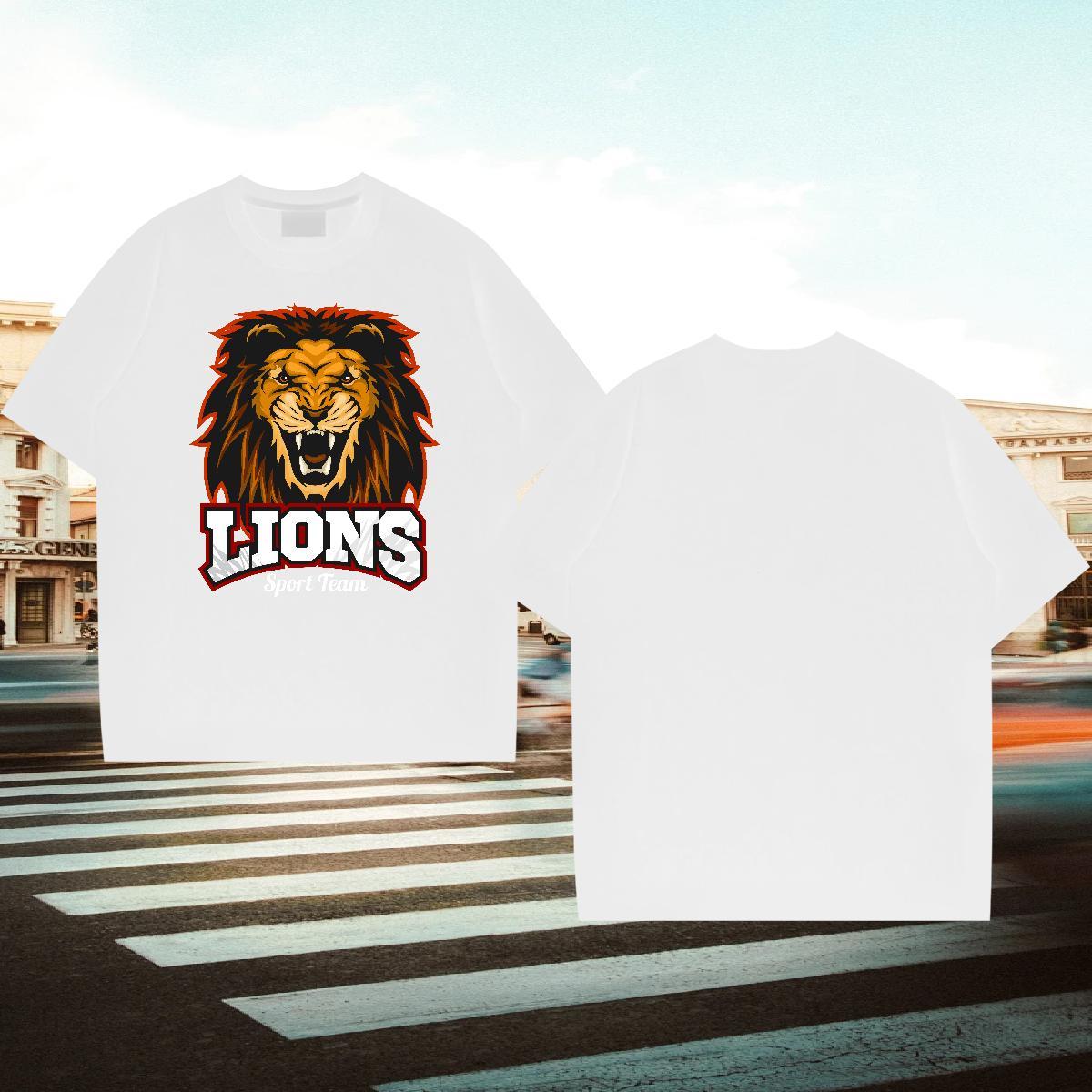 Popular T Shirts Men lion Short Sleeve Soft Street Wear Oversized 230g 100% Cotton Tshirt for Man Woman DIY Tops