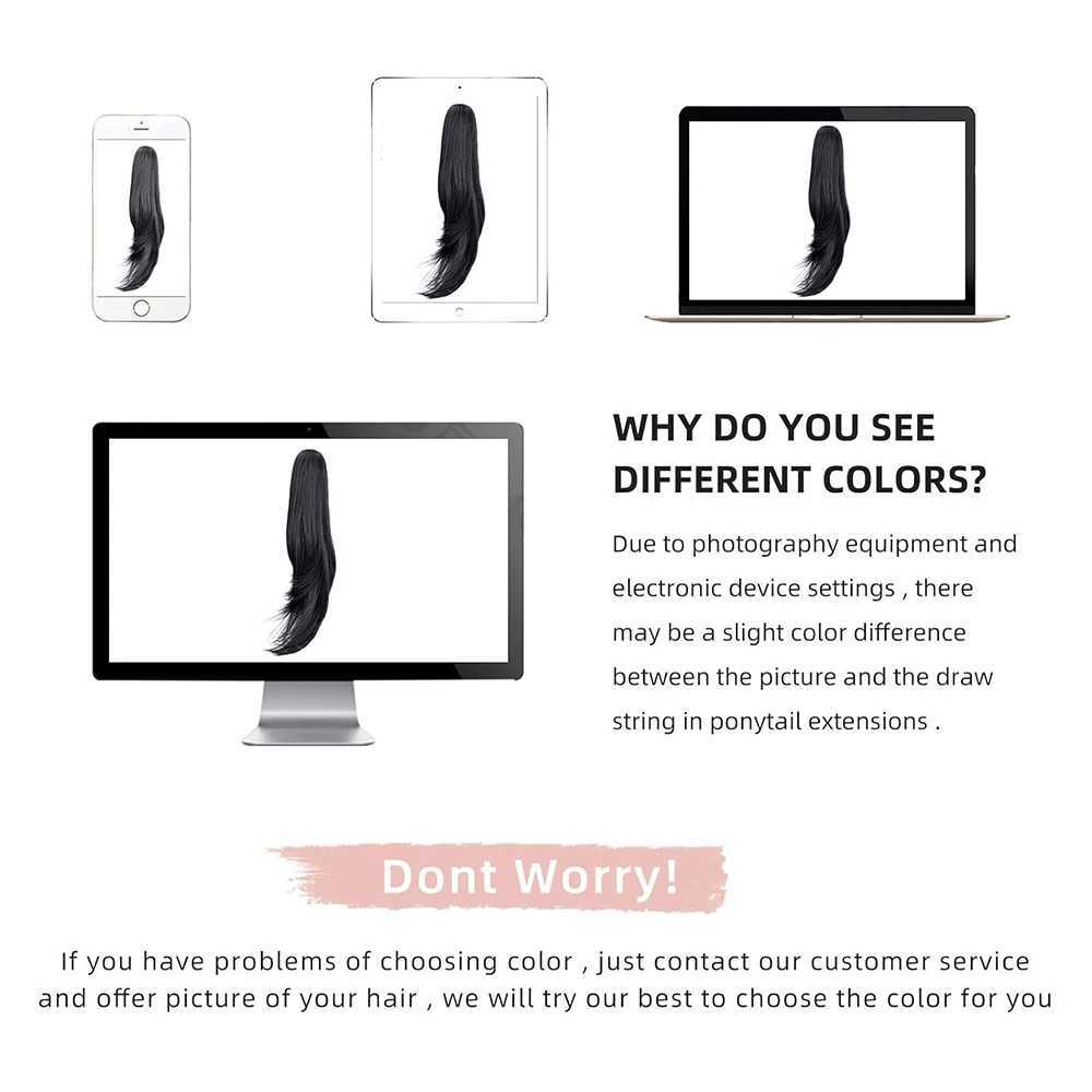 Synthetic wig wave extended ponytail 22 long claw straight hair black hair womens clip for daily party use W240817