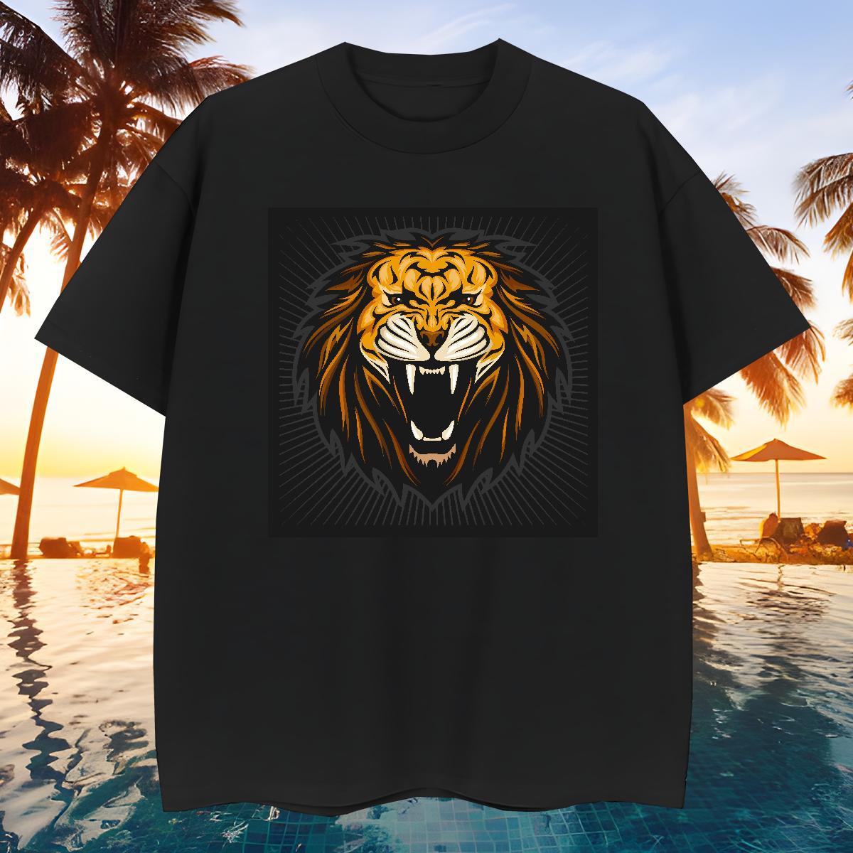 Cool T-Shirts for Men lion Breathable Casual Daily Wear Custom Print Oversized 230g 100% Cotton Men Tees Brand Tees Shirts