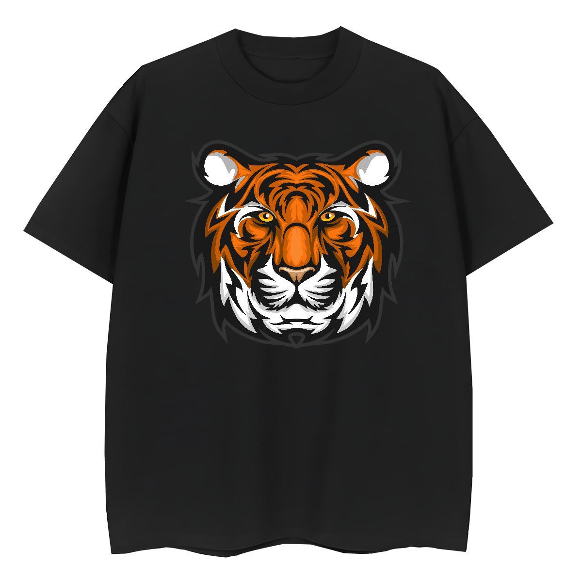 Loose T-Shirts for Men tiger Breathable Short Sleeve High Street Hip Hop White Plus Size 100% Cotton 230g Men Tops Tees Stylist Clothings