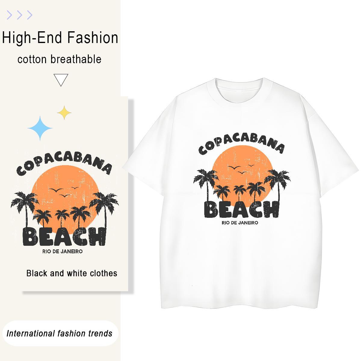 Loose tree 230g Cotton Men Clothes T-Shirt Outdoor O Neck Short Sleeves T-Shirts 2024 New Customized Print Tees
