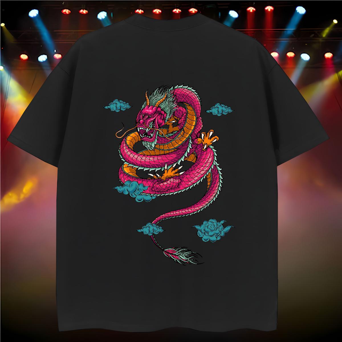 Mens T Shirts 230g Cotton dragon Casual Short Sleeve Soft Oversized 4XL Men Tees Classic Casual Unisex Tops Shirt