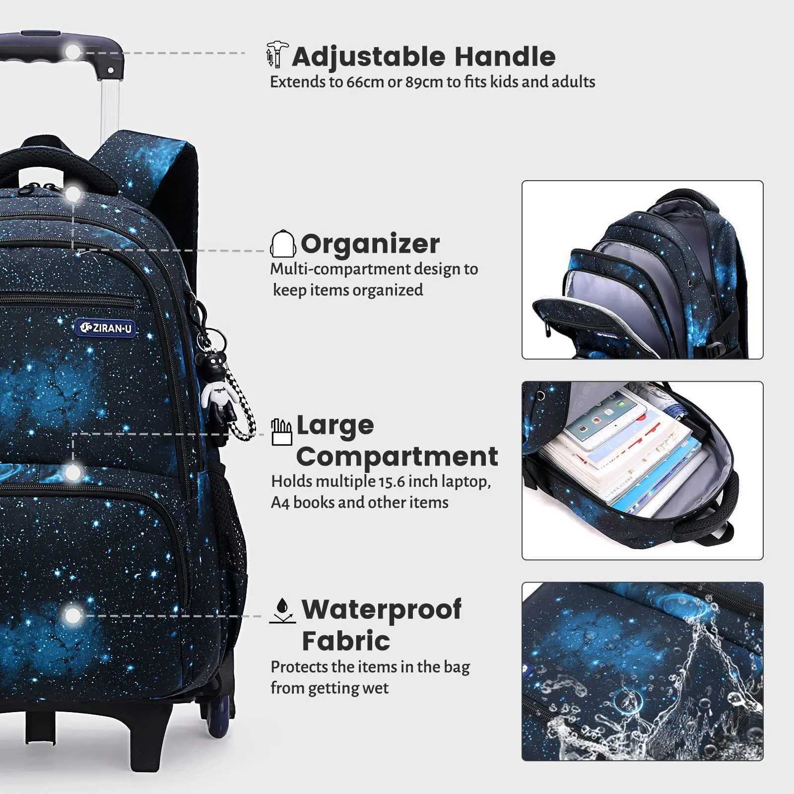 NEW Backpack Trolley School Backpacks Student Backpacks for Student School Rolling for Girls Boys Wheeled Trolley Bag Y240820