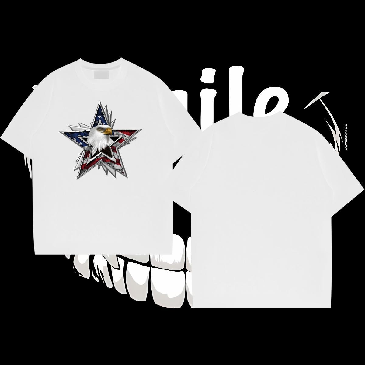 2024 Men Tshirts eagle High Street Hip Hop 100% Cotton 230g Tee Shirt Breathable Unisex Man T Shirts Custom Cartoon