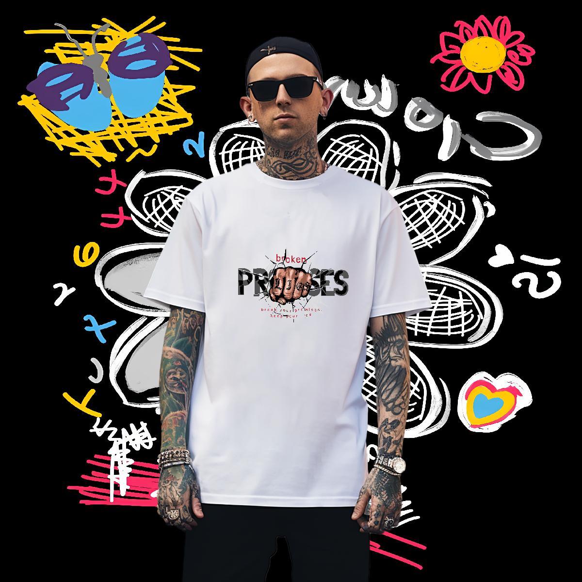 Man T Shirts 230g 100% Cotton hand- Casual O-Neck Short Sleeve Custom Printed Men Clothes T-Shirt Fashion Designer Classic Tops Tees