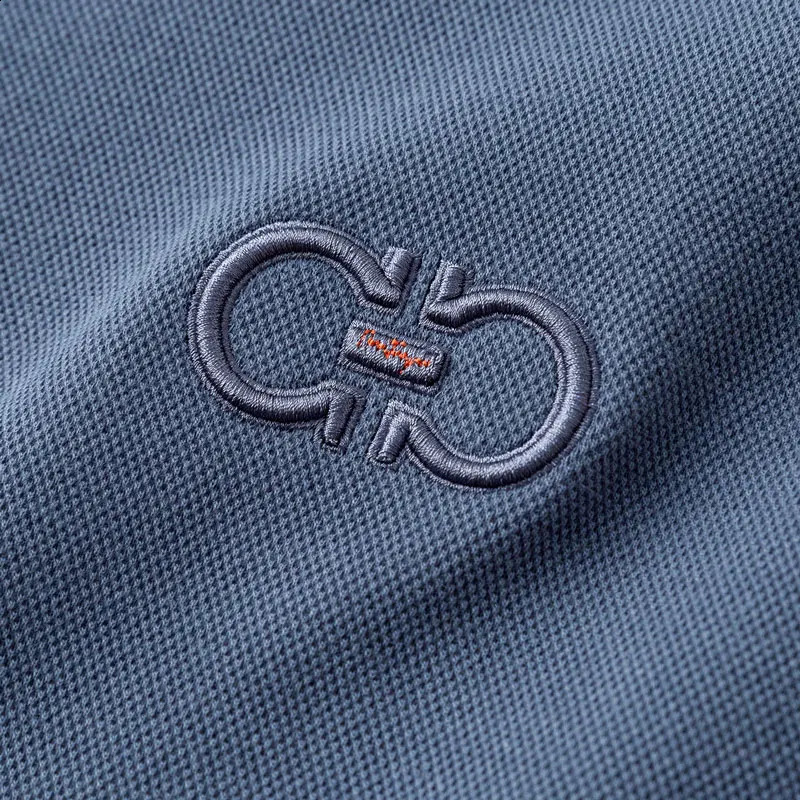 Premium 100% cotton long-sleeved T-shirt Mens lapel top spring fashion embroidery Korean casual polo shirt Mens wear 240820