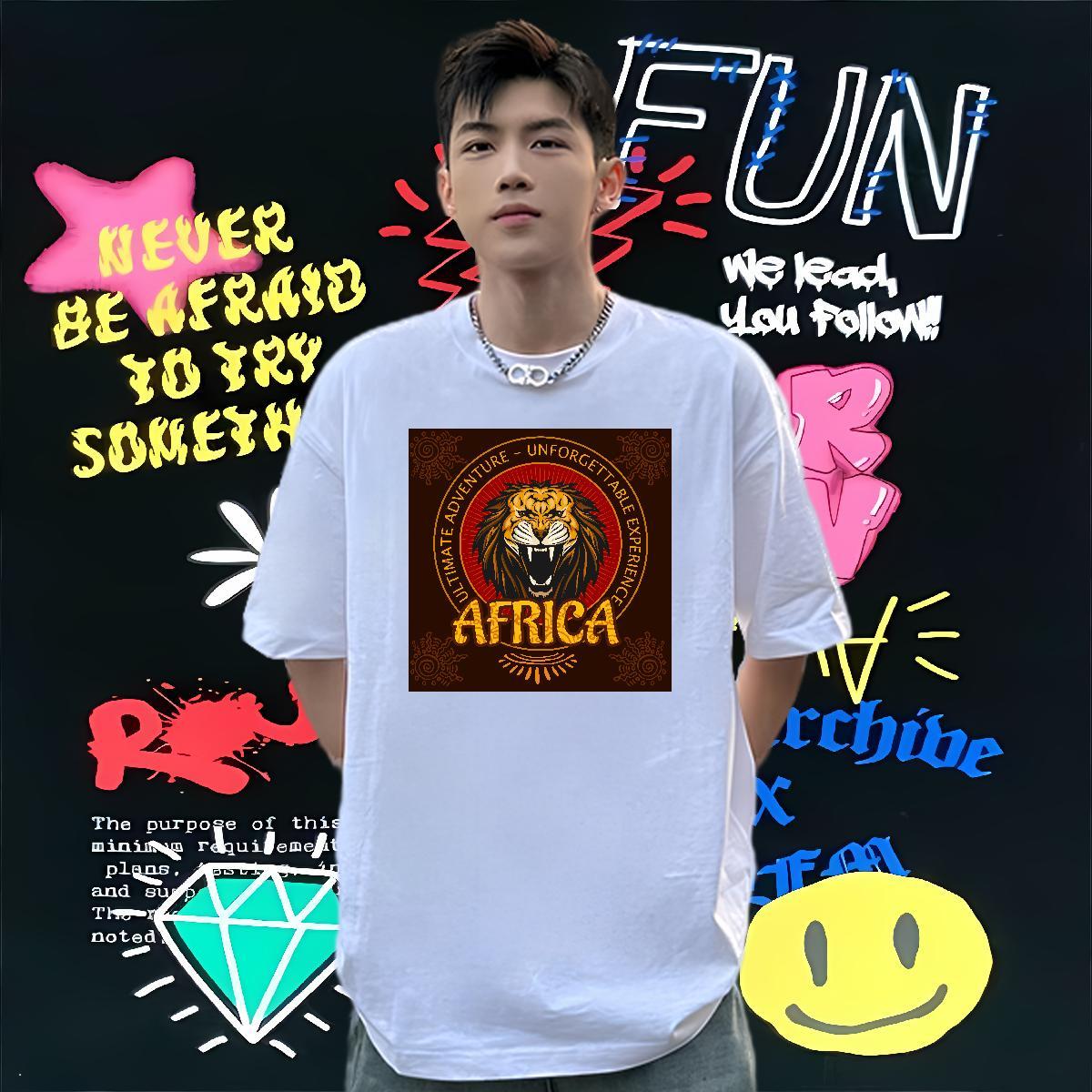 DIY Tshirts lion Street 100% Cotton 230g Clothings Breathable Short Sleeve Cool Design Mens T Shirts Custom Cartoon