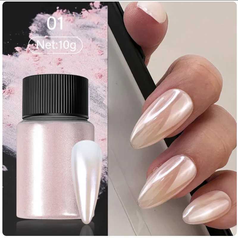 Cherry Pink Chrome Pearl Nail Powder Gradient Mirror Effect Nail Art Glitter Auroras Rubbing Dust Nail Art Manicure DecorXJ240815