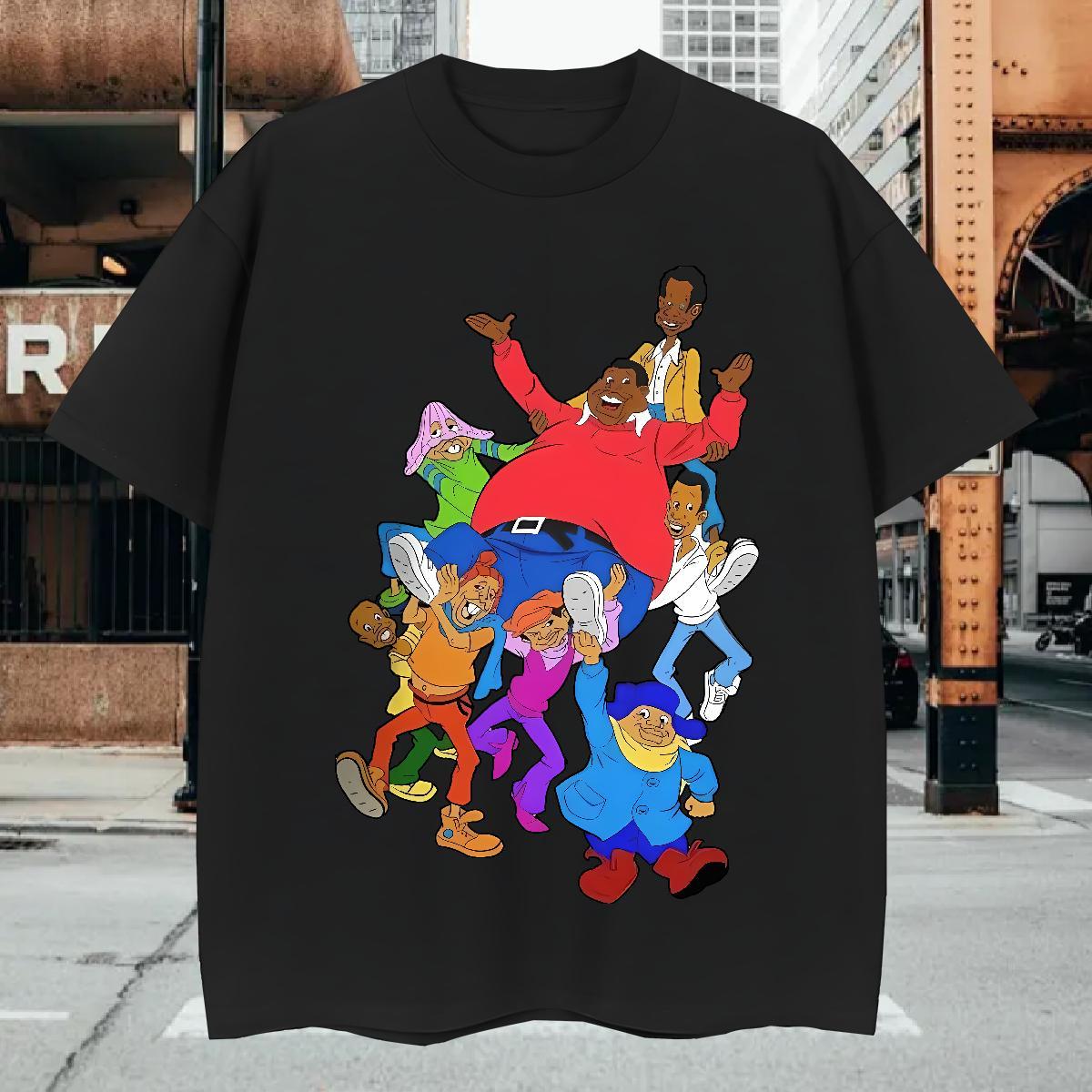 T shirt 230g 100% Cotton cartoon Daily Outfit Breathable Crew Neck Plus Size Cartoon Men Tops Tees Fashion Unisex Tee Shirt