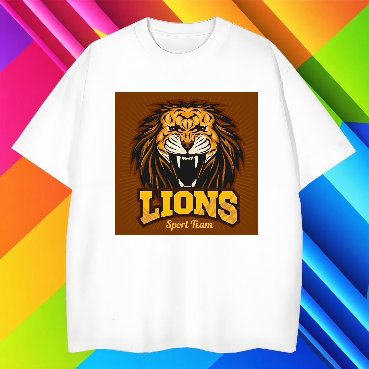 TOP Quality T Shirts Men lion O Neck Short Sleeves Casual Beach Anime 230g Cotton Men Tshirts DIY Clothes