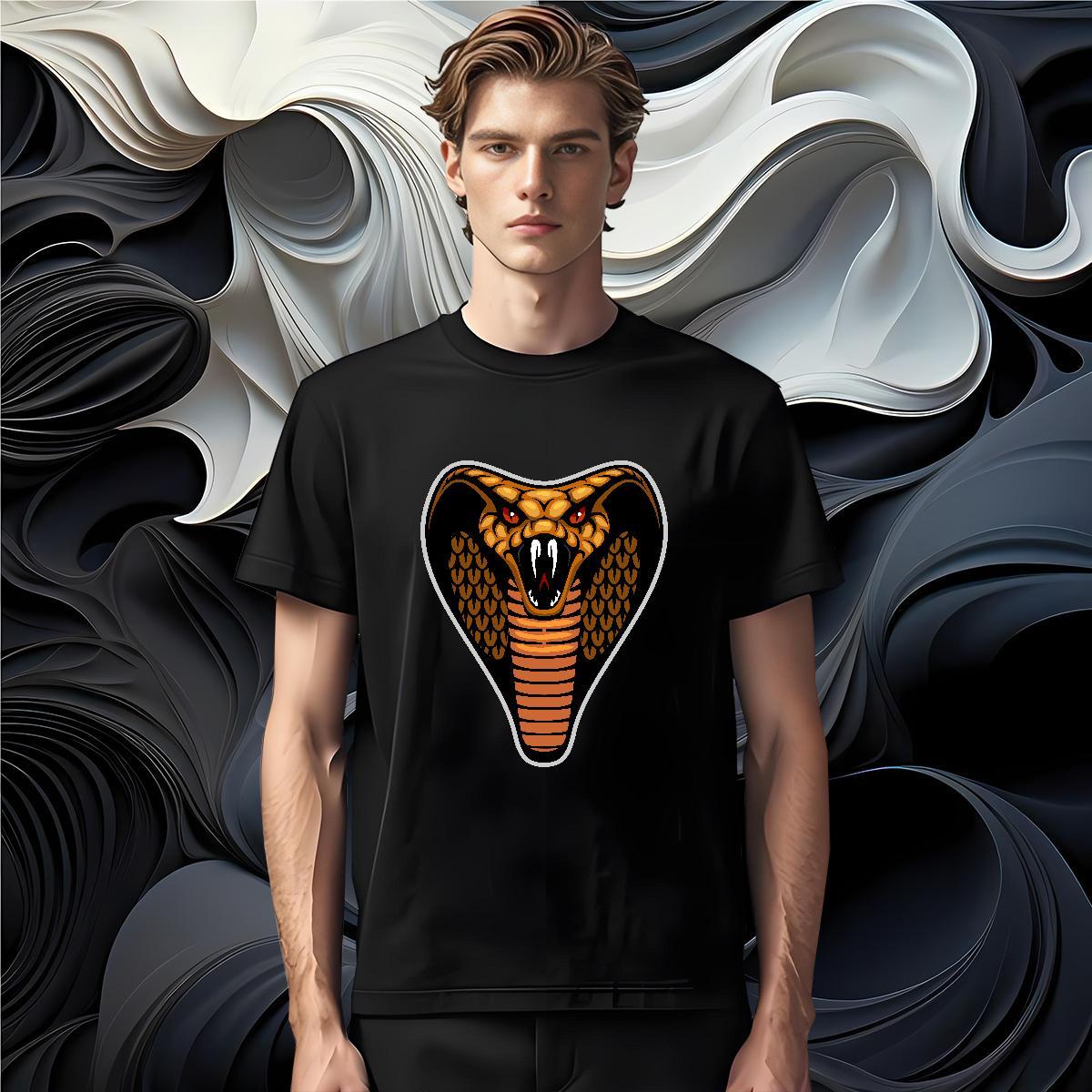 T shirt 230g Pure Cotton cobra Daily Wear Breathable Crew Neck Asian Size Men Tees Stylist Loose Tshirts