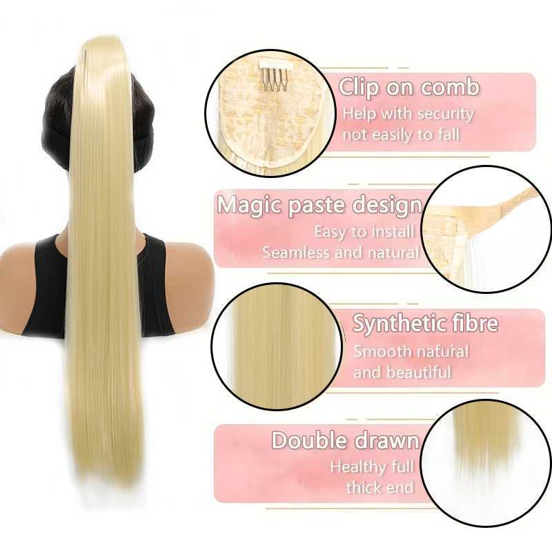 Magic wand ponytail synthetic Wig long straight ponytail female Wig durable for daily gatherings W240817