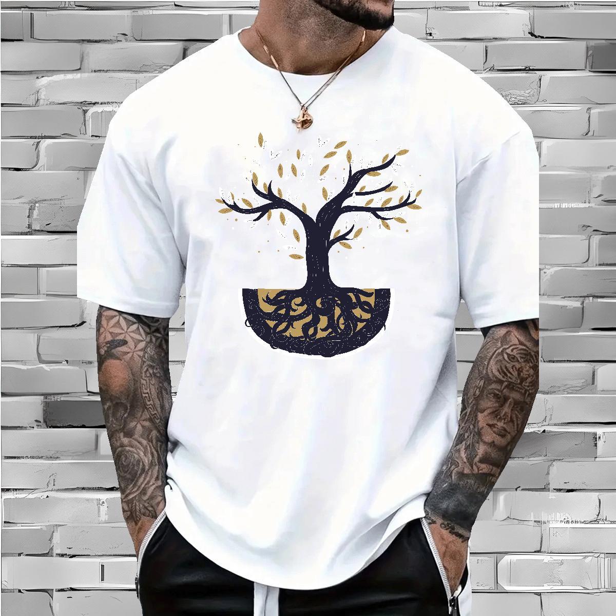 2024 Designer Tshirts tree Daily Outfit 230g Pure Cotton Tops Crew Neck Breathable Brand T Shirt For Man Custom Printing
