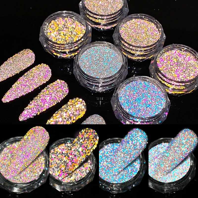 Reflective Glitter Nail Powder Green Red Nail Art Dust Shinning Chrome Pigment DIY Manicures DecorationXJ240815