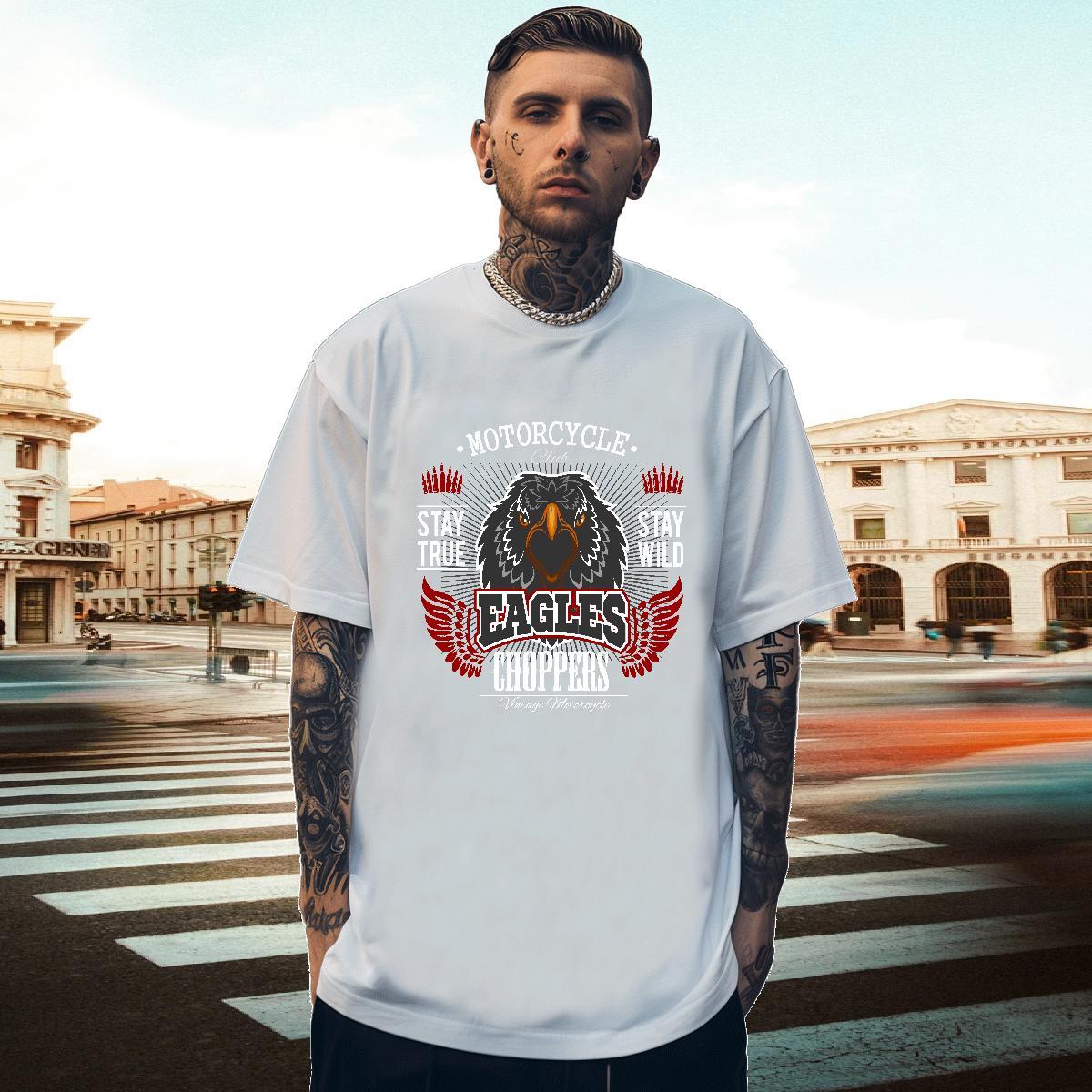 Loose Fit T Shirt For Man eagle Breathable Short Sleeve Sport Custom Big Size 230g Pure Cotton Tshirts 2024 Designer Clothings