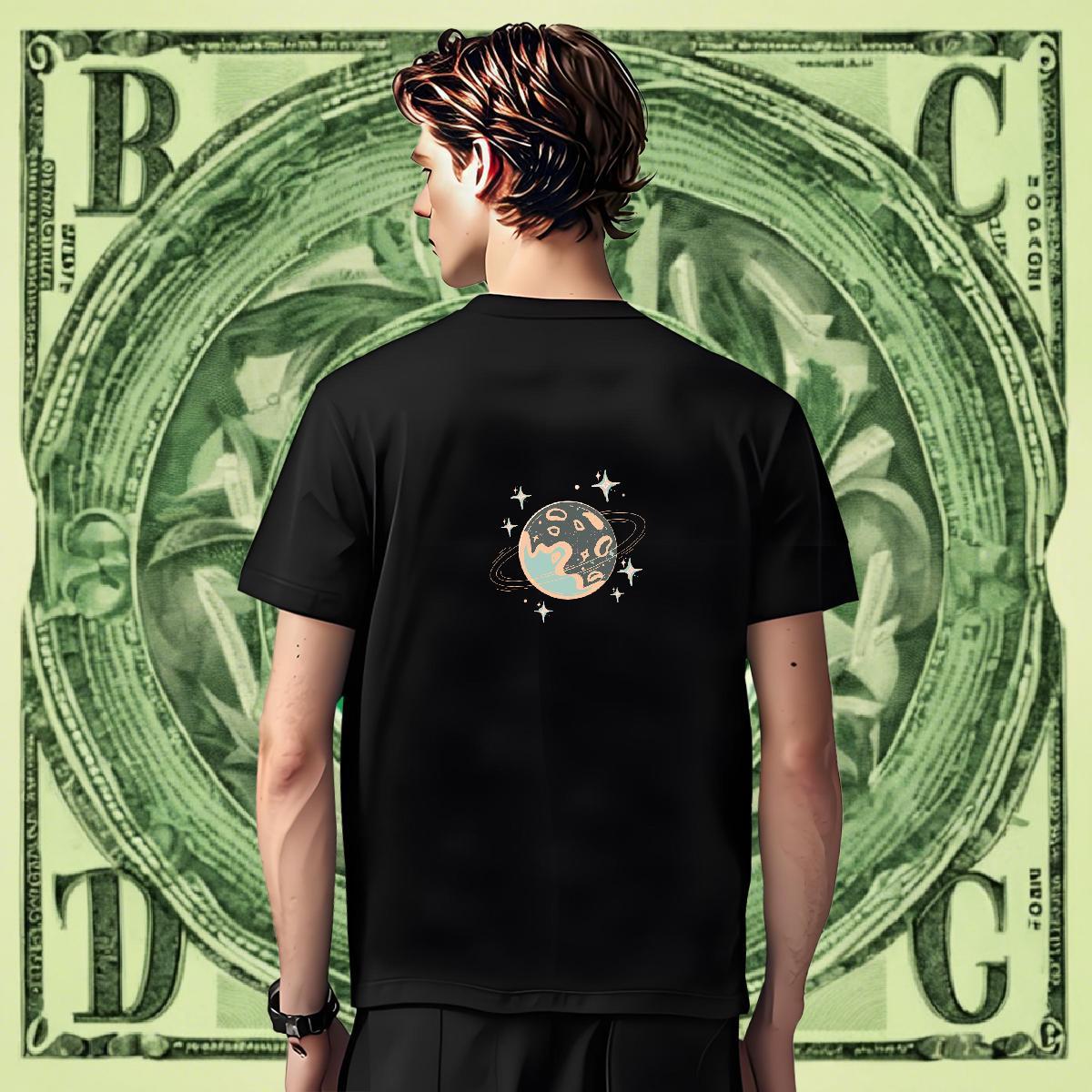 High Quality Men Clothes T-Shirt Hip Hop Street 230g Cotton DIY Printed Breathable spaceman T-Shirts 2024 Summer Tees