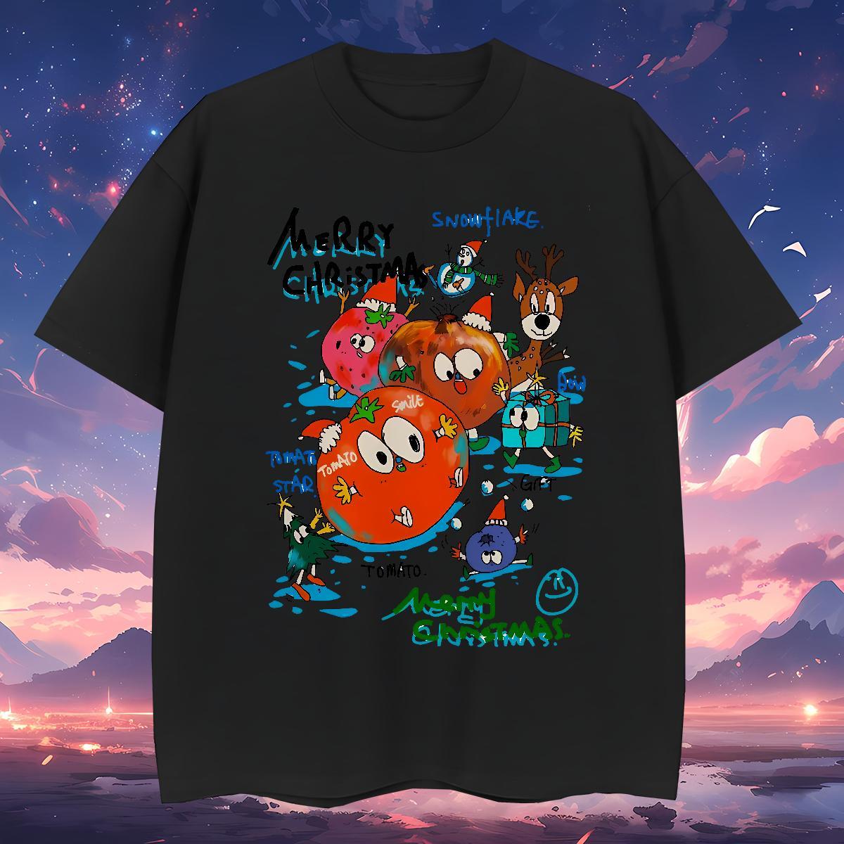 Man T Shirts 230g Pure Cotton cartoon Home Outdoor Round Neck Short Sleeve Plus Size Custom Couples T Shirts 2024 High Quality Wear