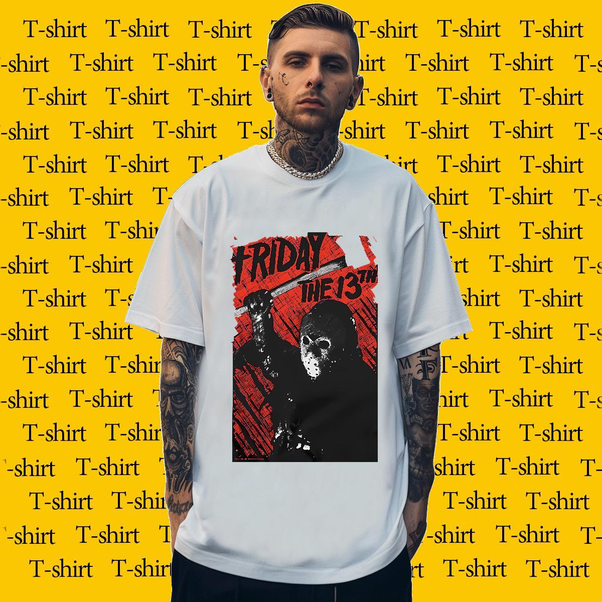 T Shirts Men 230g Cotton scary Street Casual Pure Cotton Custom Print Plus Size Men Clothes T-Shirt Stylist Loose Fit Wear