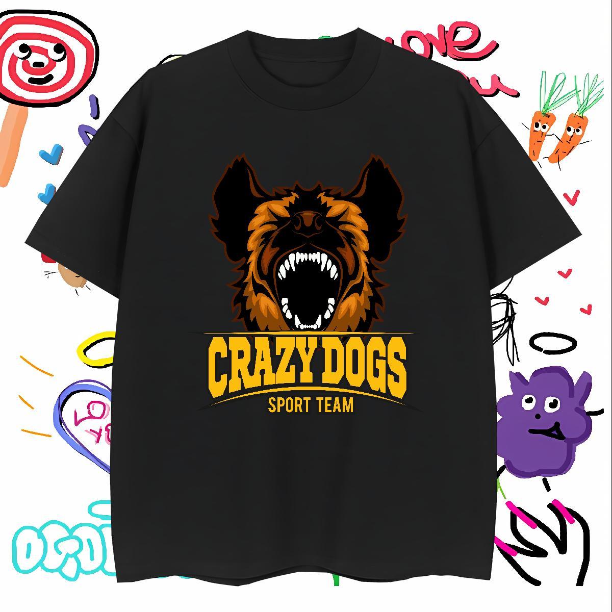 Loose crazy dog Man T Shirts Street Mens Tshirts 230g Cotton Classic Short Sleeve O-Neck Oversized 4XL Polos