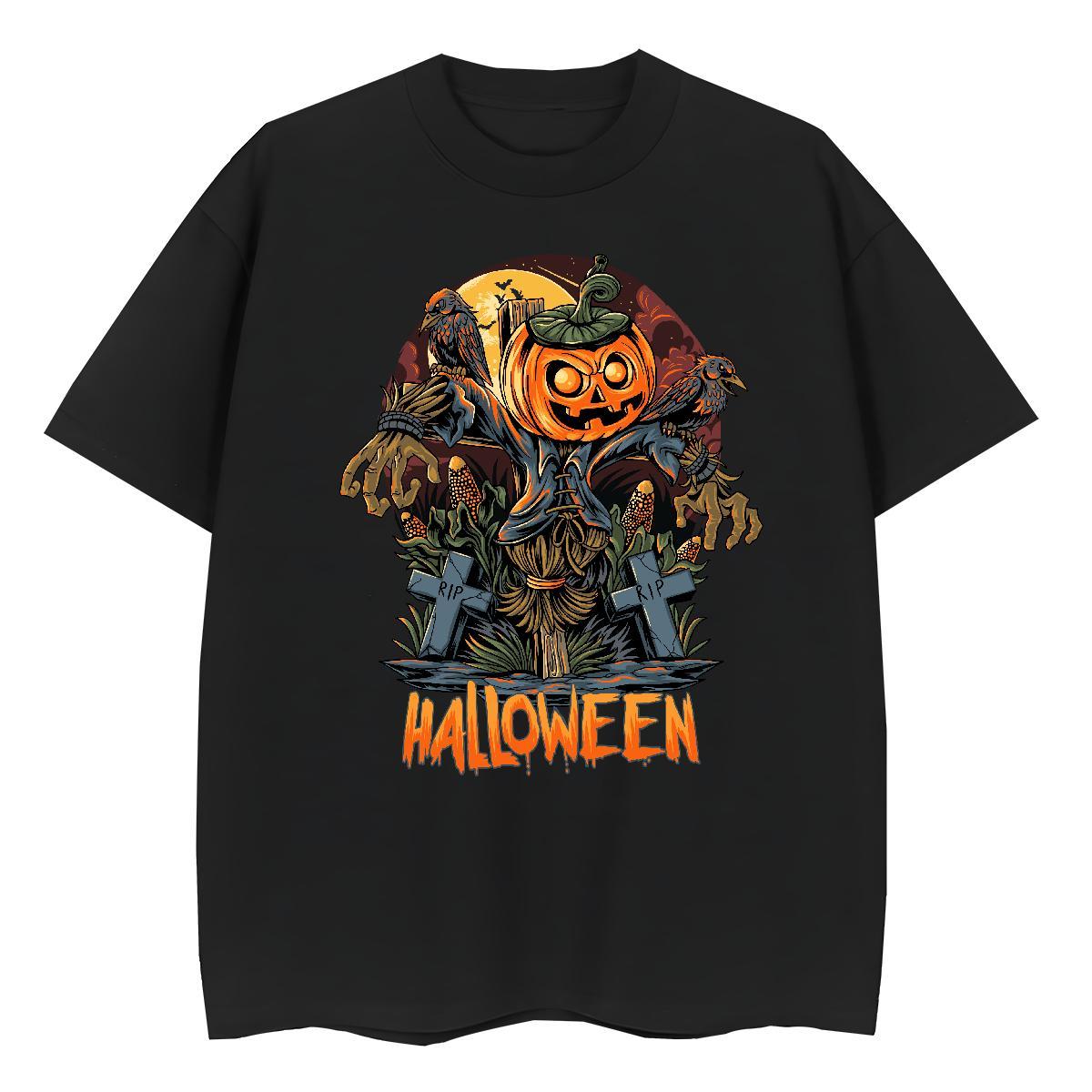 TOP Quality T Shirts Men scary Breathable Short Sleeve Casual Custom Print Plus Size 100% Cotton 230g Tshirts Fashion Polos