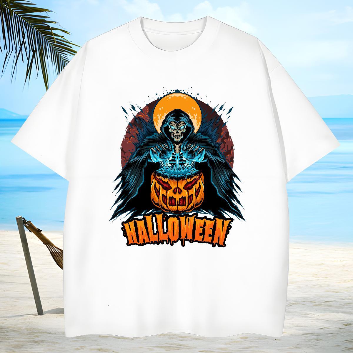 Unisex Man T Shirts pumpkin Breathable Crew Neck Anime Printing Street Graphic 100% Cotton 230g Men Tops Tees Classic Casual Top Tees