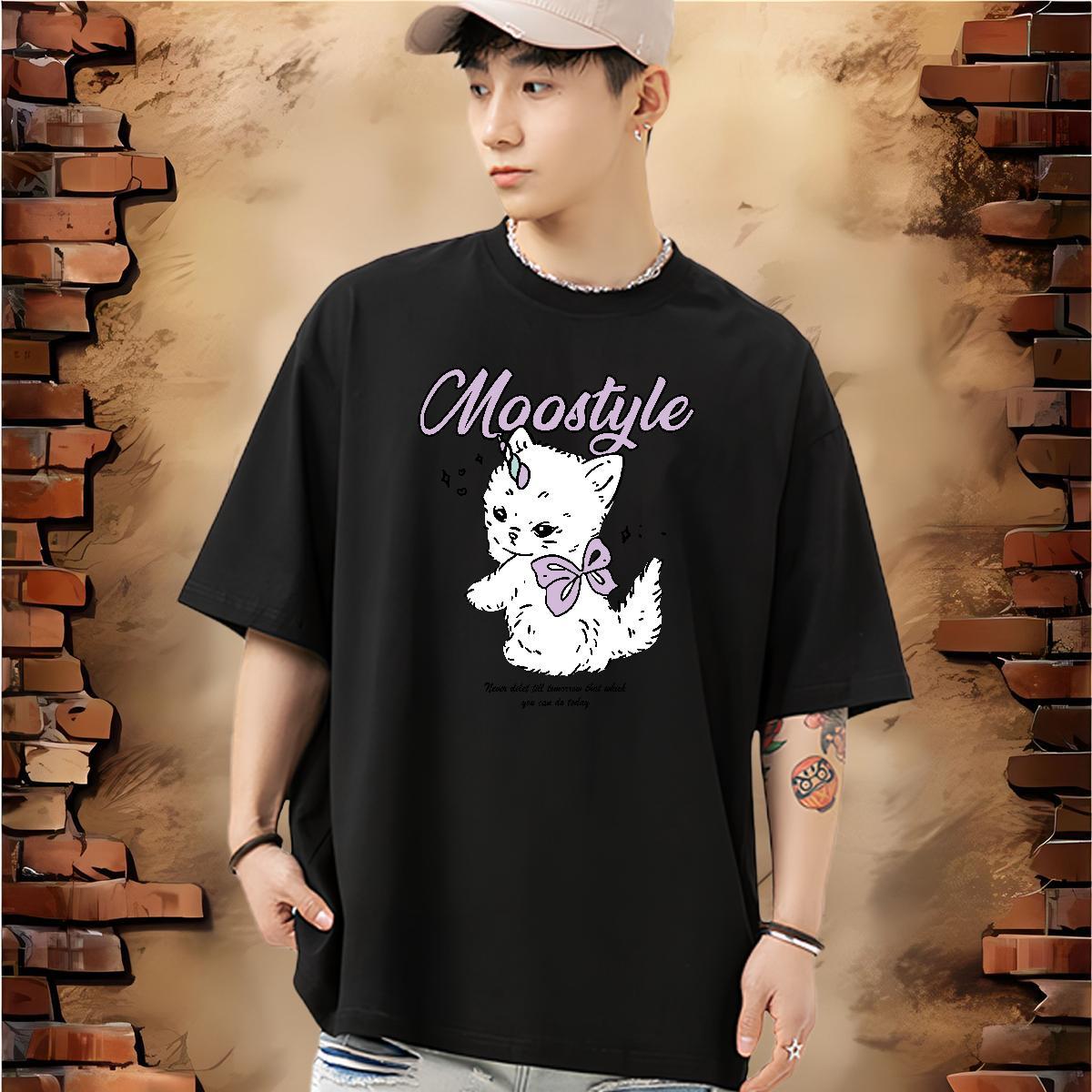 2024 Summer Men Clothes T-Shirt cute Spring Summer 230g Cotton Tees Shirts Breathable Crew Neck TOP Quality T Shirts Men DIY