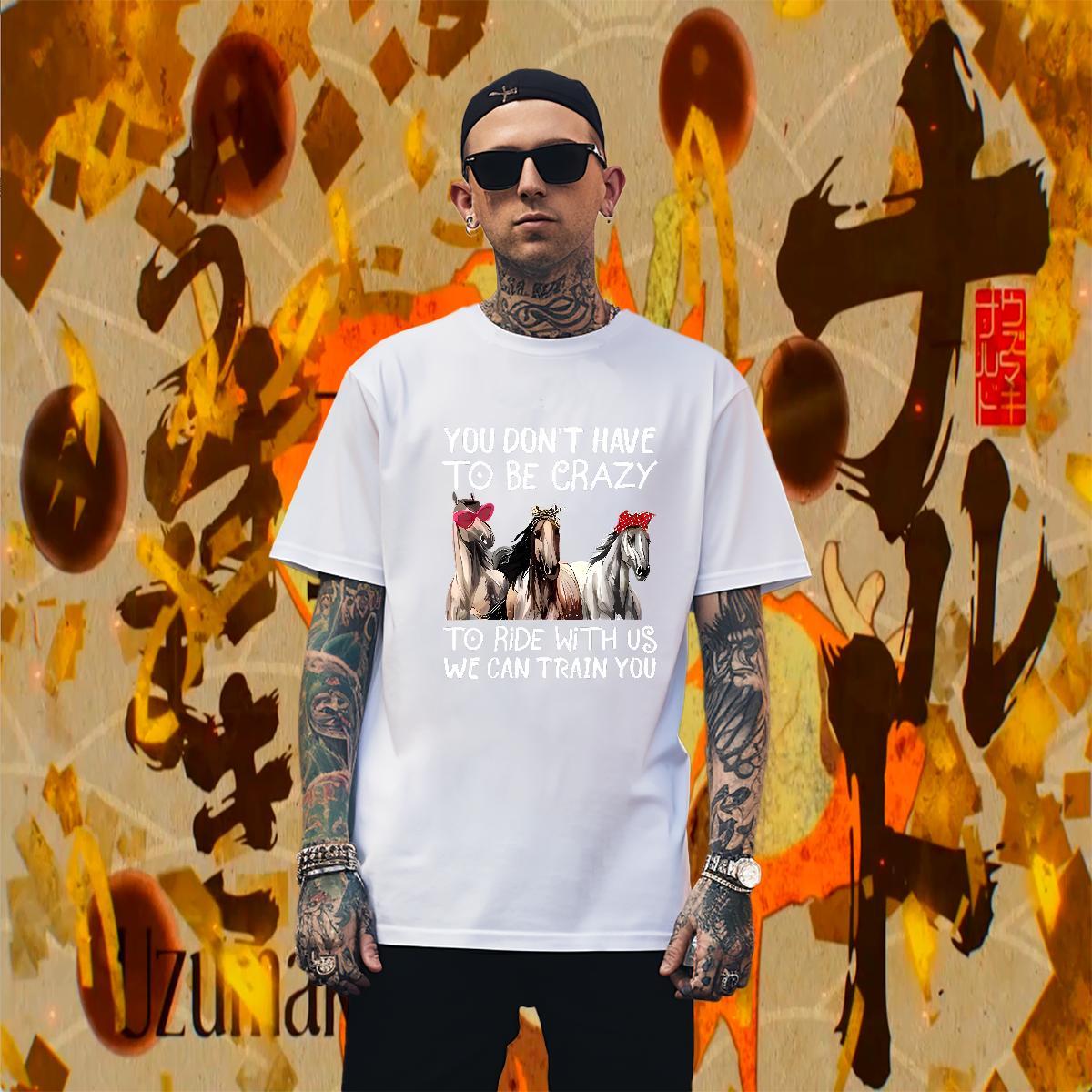 Loose Fit T Shirts Men horse Short Sleeve Soft Sports Casual Custom Print Plus Size 100% Cotton 230g Men Tops Tees 2024 DIY Polos