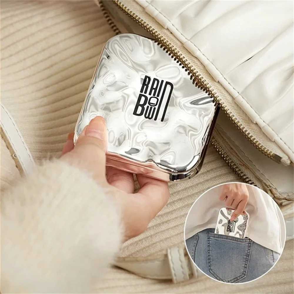 Galaxy Folding Make Up Mini Mirror with LED Light 5X Magnifying Small Pocket Portable Travel Cosmetic Mirrors with Type-C Cable Y240819