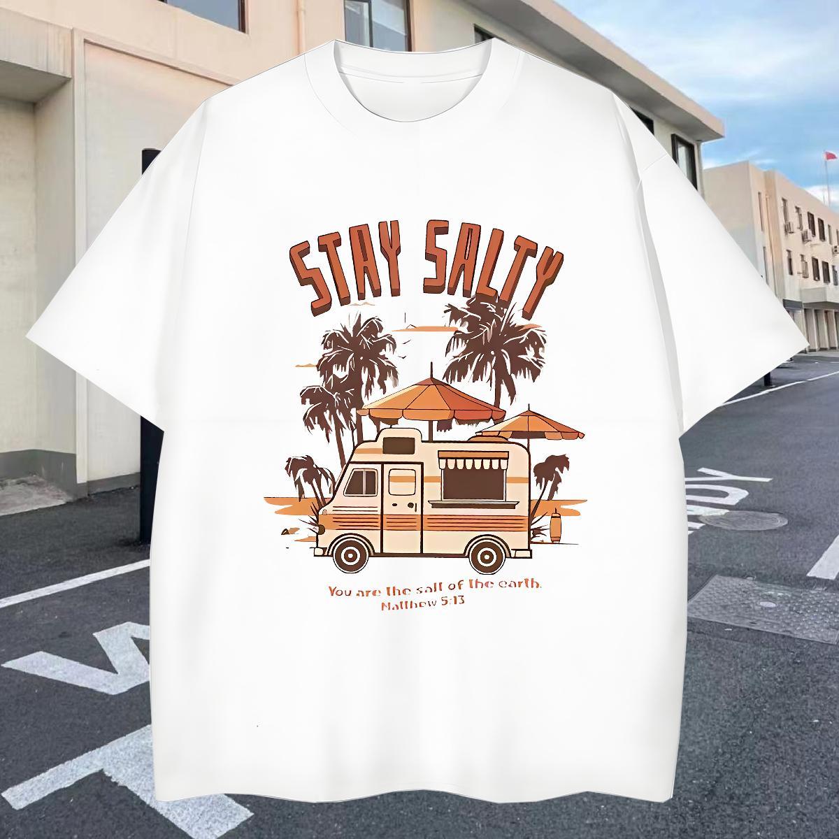 Loose Fit Tshirts Spring Summer 100% Cotton 230g Custom Printed Breathable Short Sleeve take a holiday T shirt Wholesale Clothings