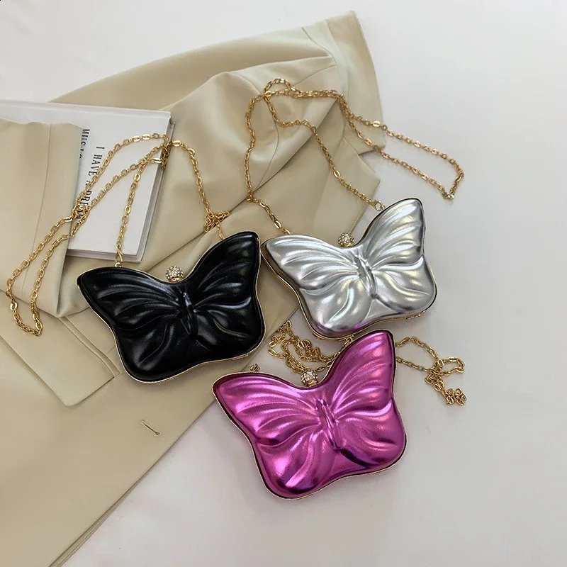 Ladies Bags on Sale 2023 Fashion n Butterfly Solid PU Leather Chains Summer Mini Decoration Versatile Shoulder Bag 240819