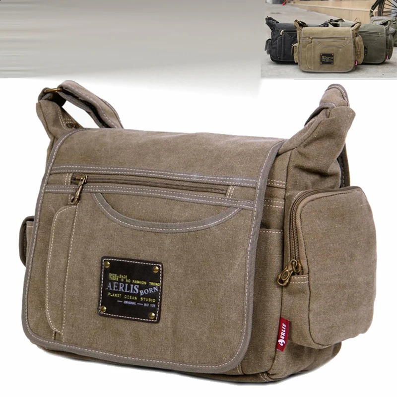 Mens Vintage Canvas Travel Bag Men Casual Crossbody Bag For Men Messenger Bag Man Travel Shoulder Bags School bag High Quality 240819