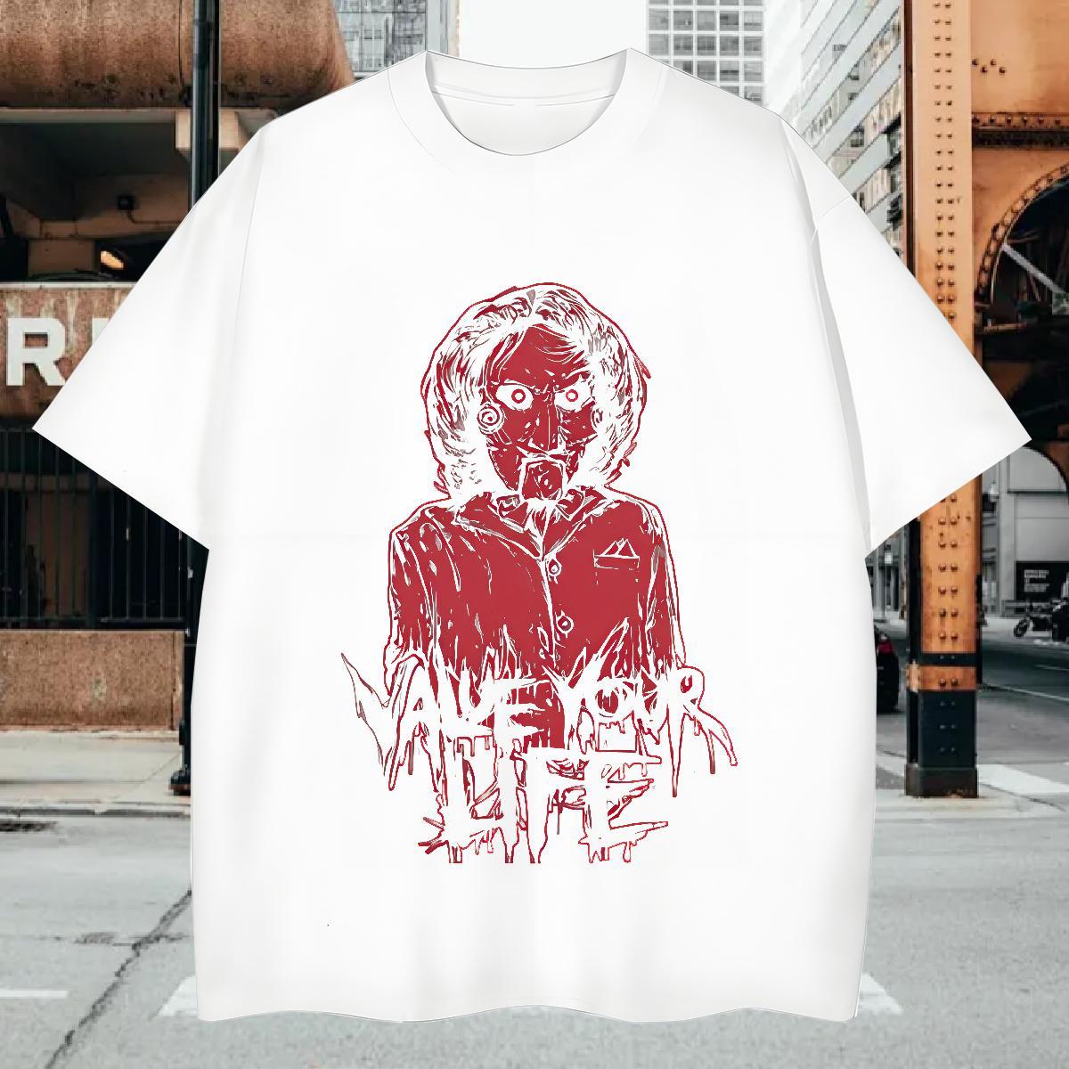 T Shirt For Man 230g 100% Cotton scary Street Casual Breathable Custom Printed Couples T Shirts Designer Comfortable Tees Shirts