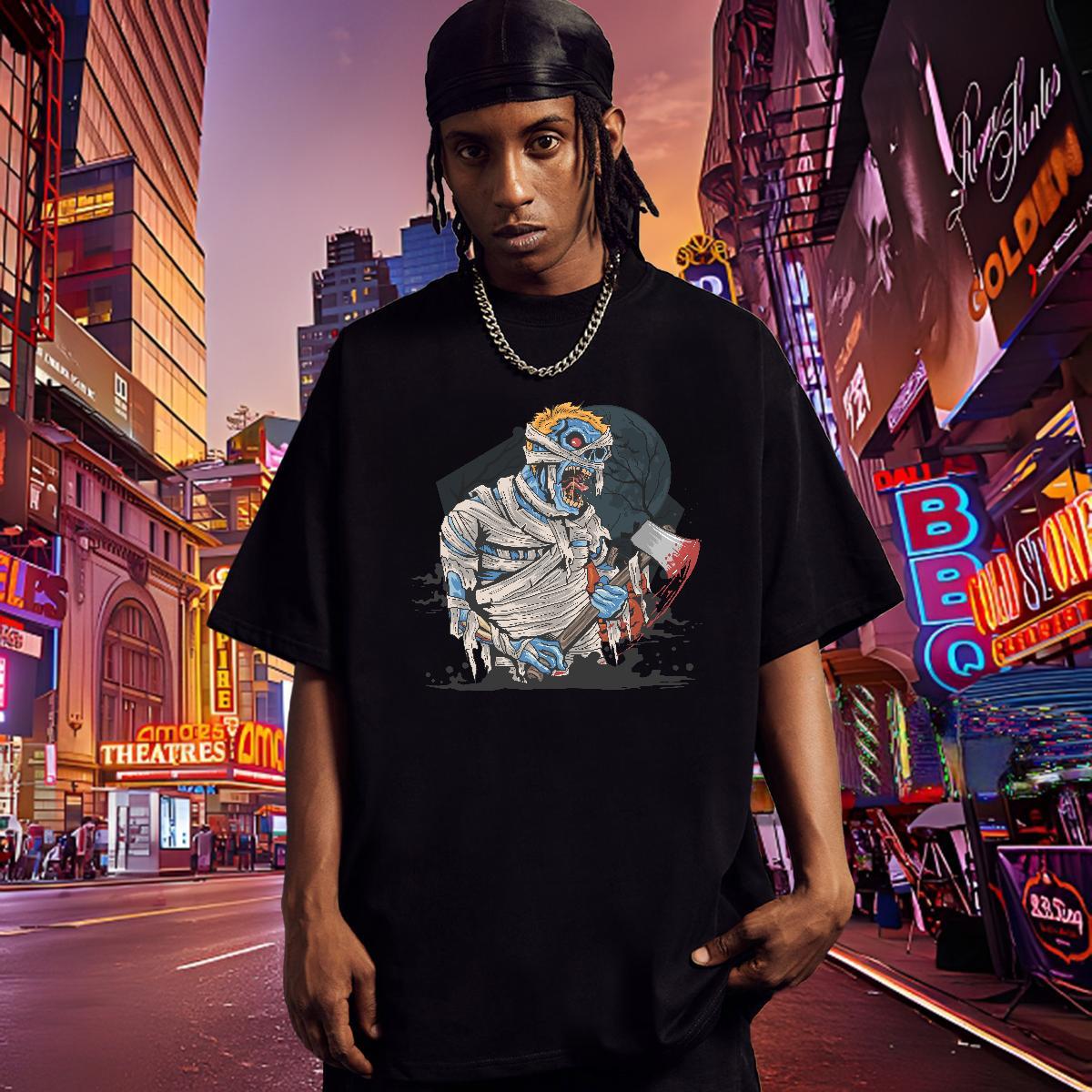 Cool T-Shirts for Men zombie Breathable Crew Neck Hip Hop Custom Big Size 230g Pure Cotton Men Tops Tees Designer Tops Shirt