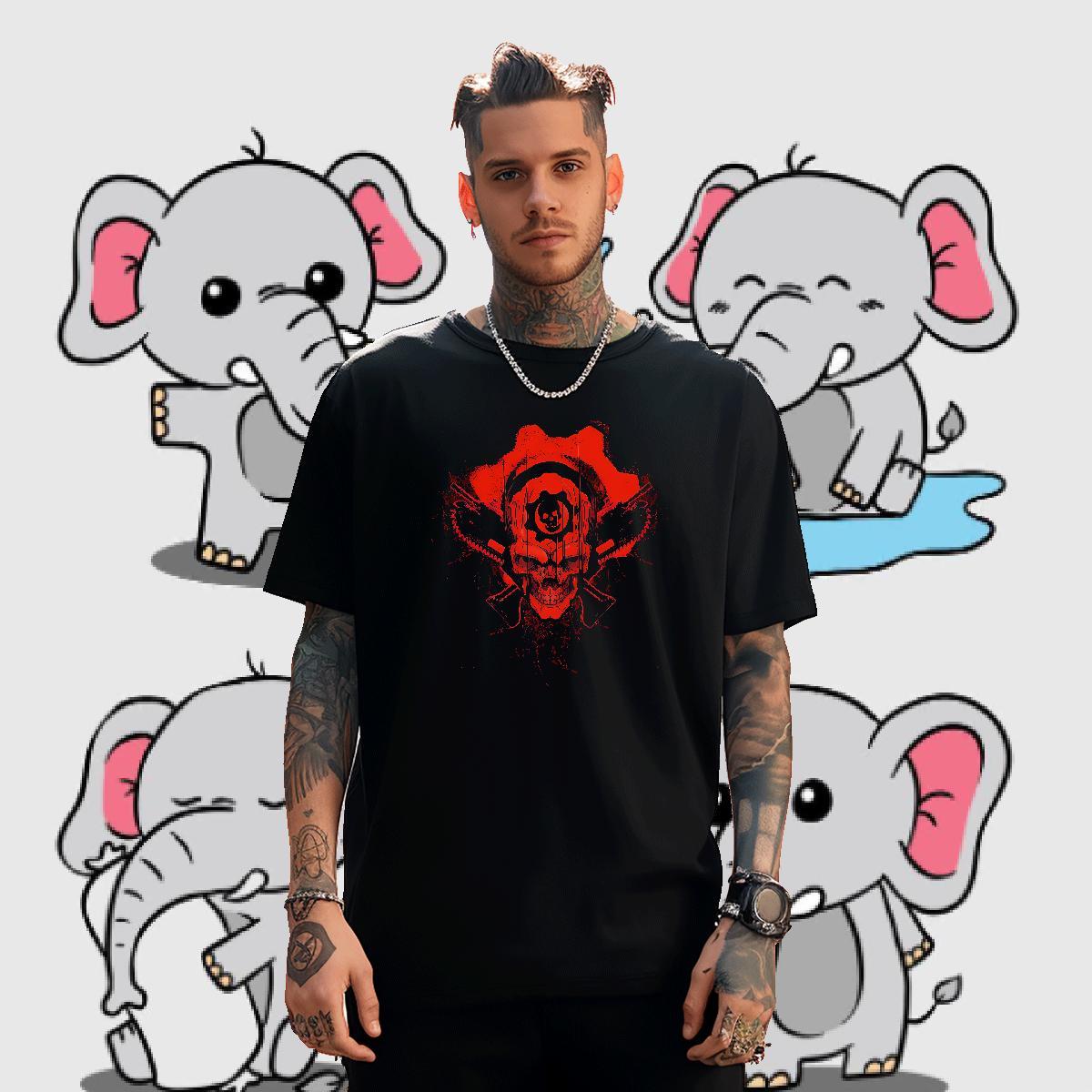 Custom skull Men Tees 100% Cotton 230g T-Shirts for Men Oversized 3XL 4XL Casual Beach Breathable Short Sleeve Comfortable Top Tees