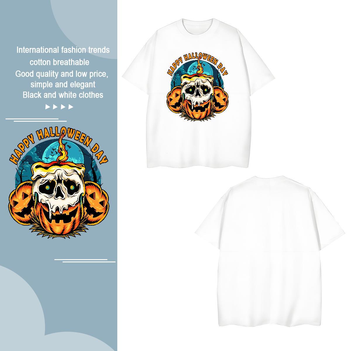 T-Shirts 100% Cotton 230g pumpkin Sport Breathable Crew Neck DIY Printed Men Tees Brand Unisex Tops