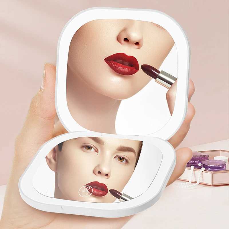 Double-sided Led Folding Makeup Mirror USB Charging Compact and Portable Led Beauty Mirror Y240819